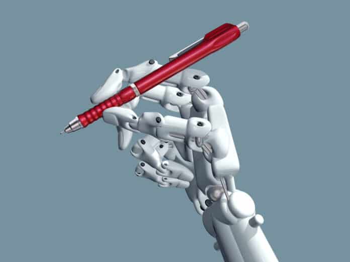 shutterstock_79270183 Robots won’t hold the pens just yet