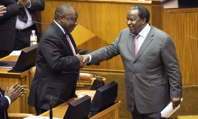 Does the budget tabled by Finance Minister Tito Mboweni (right) speak to President Cyril Ramaphosa’s (left) vision of the new economy? Getty Images